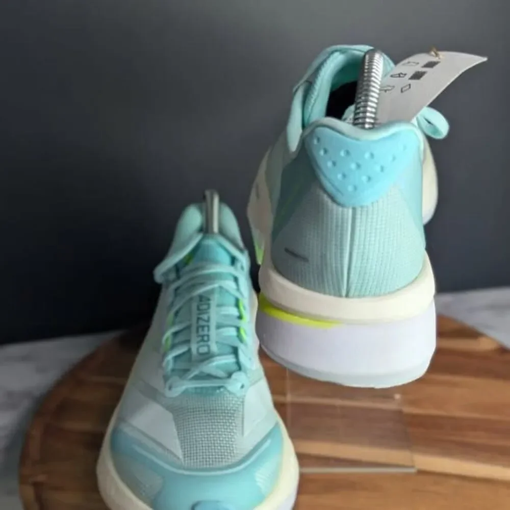 Women Adidas Adizero Boston 13 Flash Aqua Mint Teal White JS4957 Size 9.5